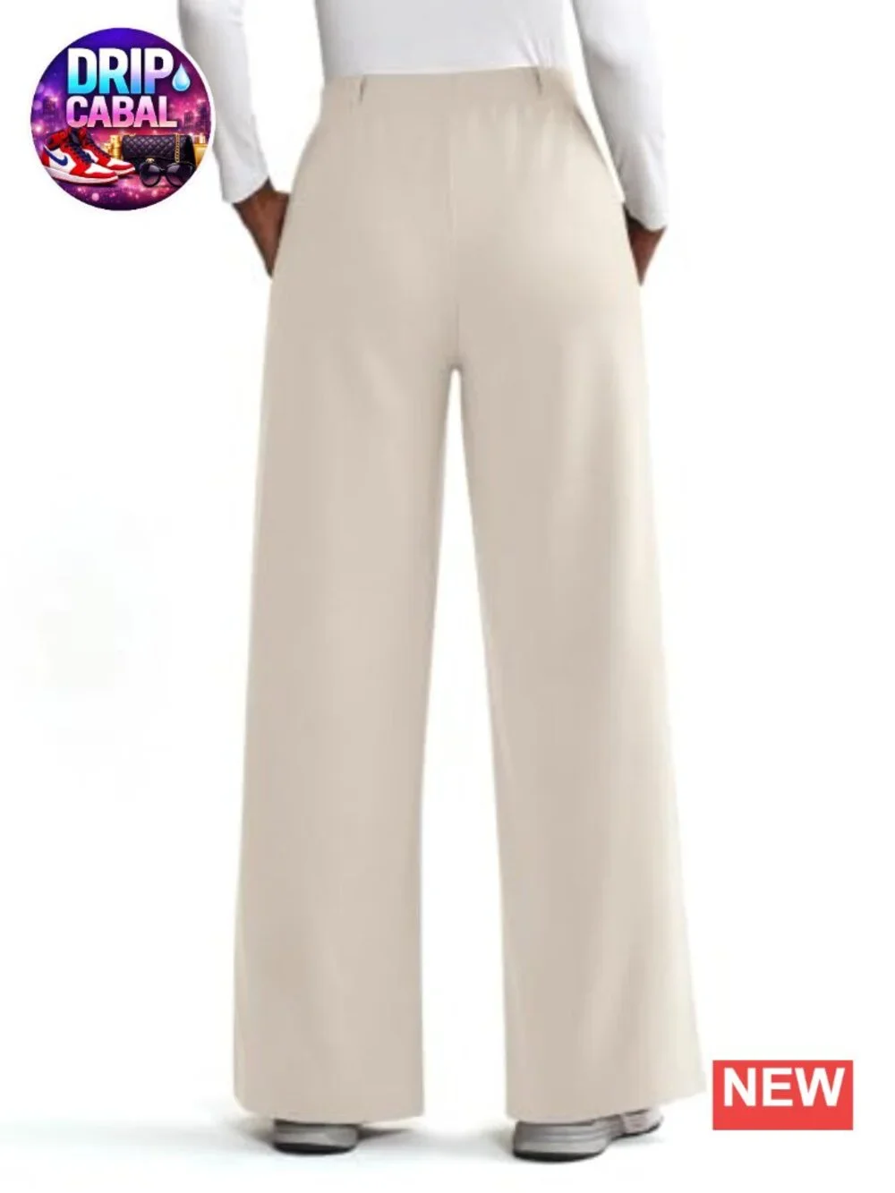 Women's Wide Leg Work Pants High Waisted Pull On Dress Pants with Pockets